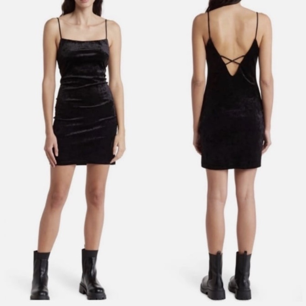 Eloide Strappy Back Crushed Velvet Mini Dress